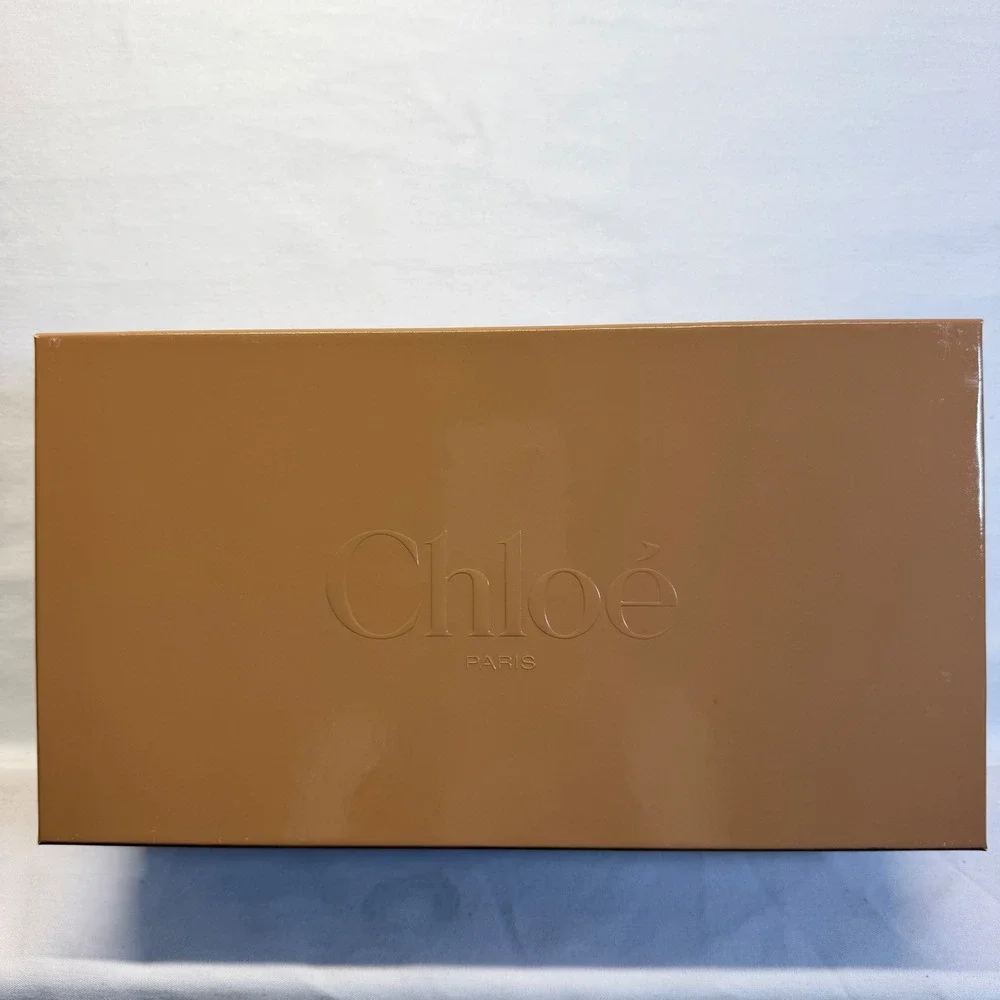 Chloé Empty Shoe Box Tan Embossed Logo 12.5x7.5x4.5 Designer Storage Gift Box